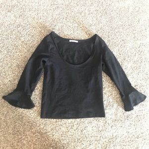 Zara Bell-Sleeved Deep Scoop Neck Top